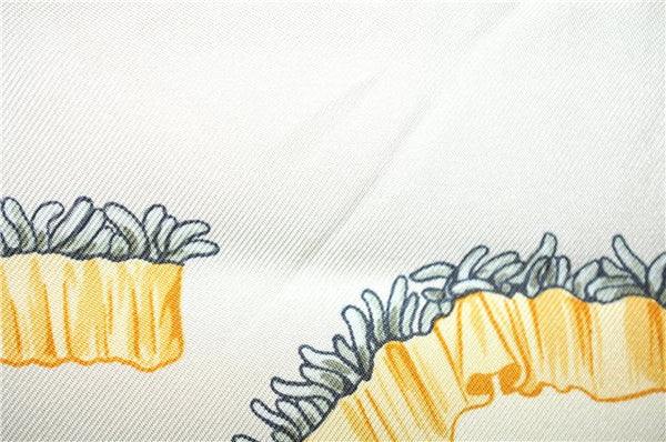 Authentic HERMES Carre 90 Scarf "Traineaux et glifsades" Silk Ivory 6685E