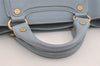 Authentic CELINE Boogie Bag Vintage Hand Bag Purse Leather Light Blue 6685I