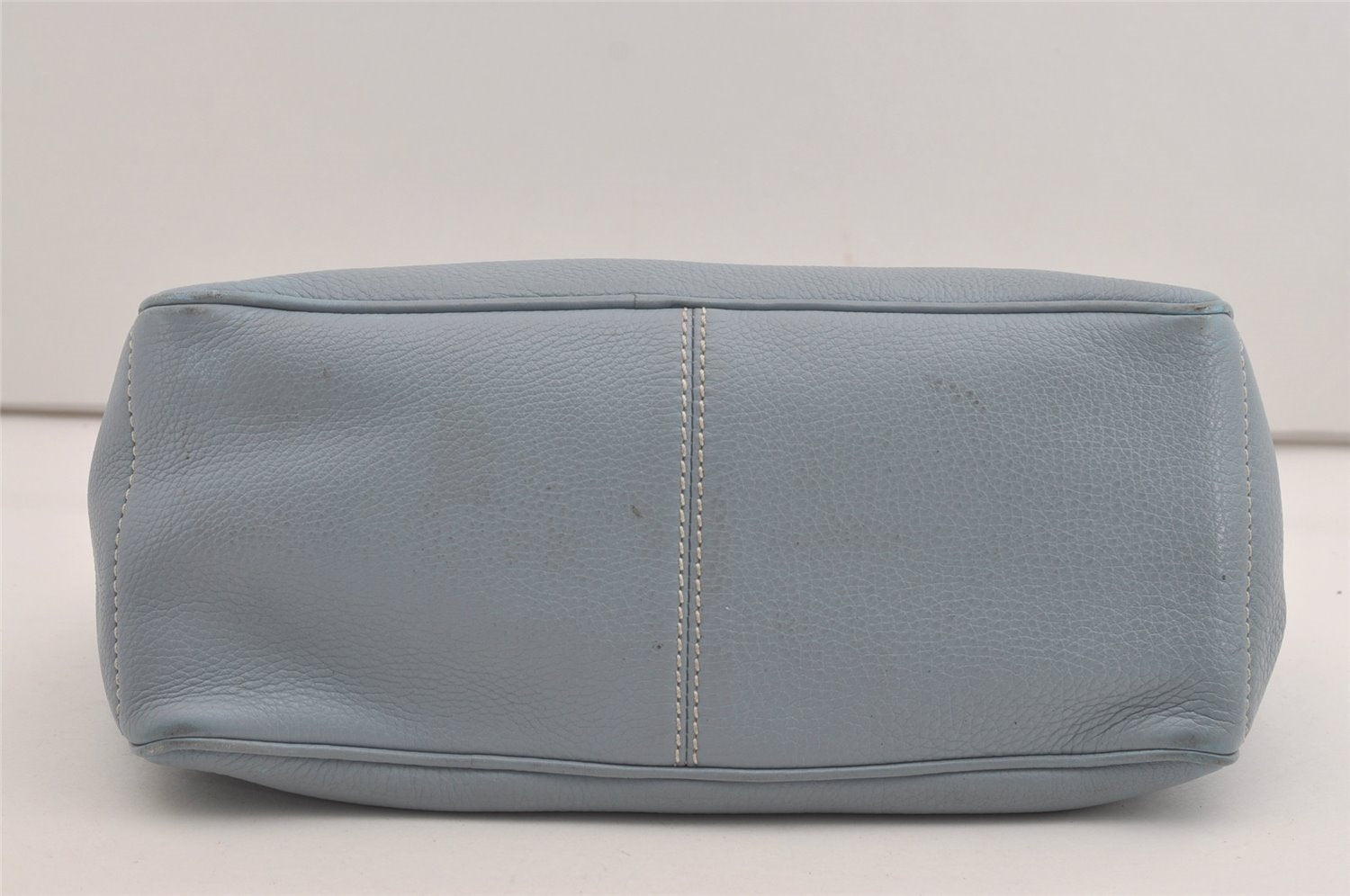 Authentic CELINE Boogie Bag Vintage Hand Bag Purse Leather Light Blue 6685I