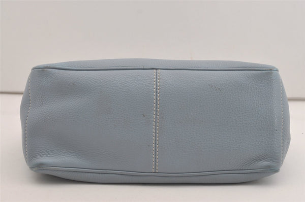 Authentic CELINE Boogie Bag Vintage Hand Bag Purse Leather Light Blue 6685I