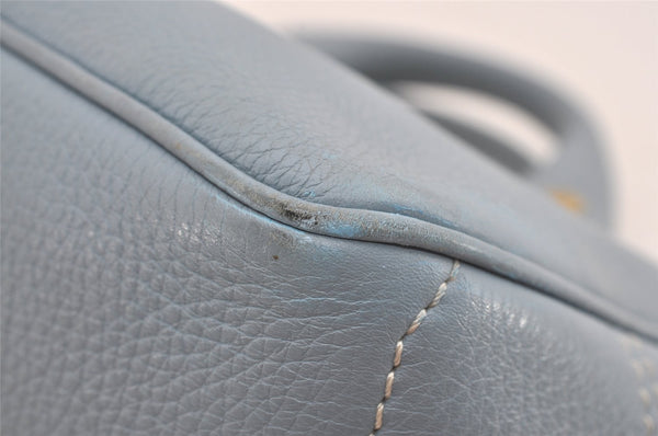 Authentic CELINE Boogie Bag Vintage Hand Bag Purse Leather Light Blue 6685I