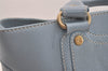 Authentic CELINE Boogie Bag Vintage Hand Bag Purse Leather Light Blue 6685I