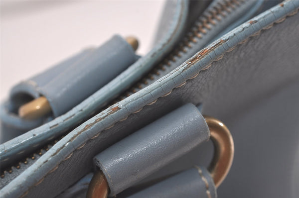Authentic CELINE Boogie Bag Vintage Hand Bag Purse Leather Light Blue 6685I
