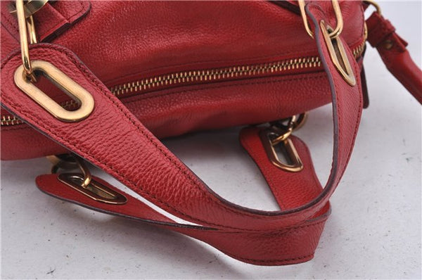 Authentic Chloe Paraty 2Way Shoulder Hand Bag Purse Red 6686D