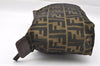 Authentic FENDI Zucca Clutch Hand Bag Purse Nylon Leather Brown Black 6686I