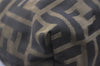 Authentic FENDI Zucca Clutch Hand Bag Purse Nylon Leather Brown Black 6686I