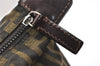 Authentic FENDI Zucca Clutch Hand Bag Purse Nylon Leather Brown Black 6686I