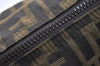 Authentic FENDI Zucca Clutch Hand Bag Purse Nylon Leather Brown Black 6686I