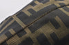 Authentic FENDI Zucca Clutch Hand Bag Purse Nylon Leather Brown Black 6686I