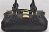 Authentic Chloe Paddington Leather Shoulder Hand Bag Purse Black 6687D