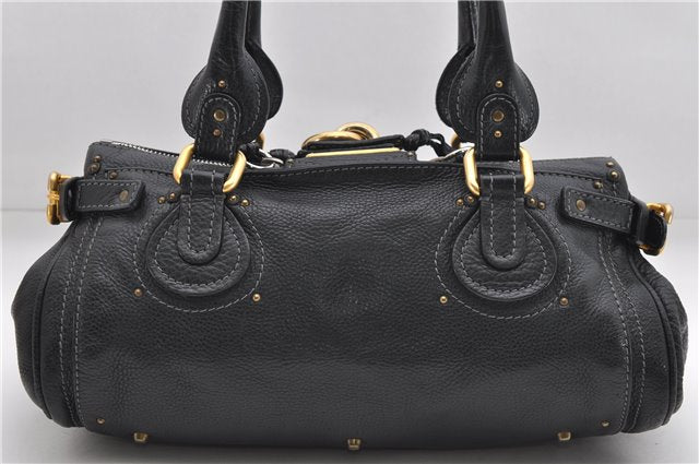 Authentic Chloe Paddington Leather Shoulder Hand Bag Purse Black 6687D