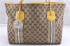 Authentic GUCCI Jolie Sherry Line Tote Bag GG Canvas Enamel 211970 Brown 6687F