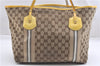 Authentic GUCCI Jolie Sherry Line Tote Bag GG Canvas Enamel 211970 Brown 6687F