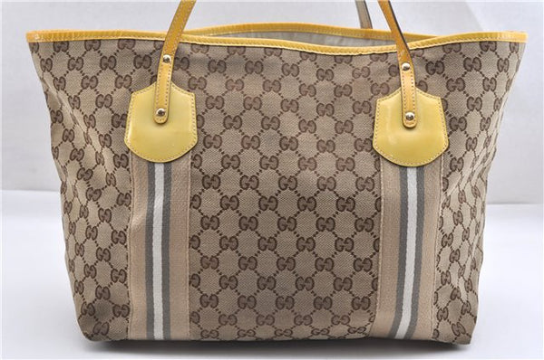 Authentic GUCCI Jolie Sherry Line Tote Bag GG Canvas Enamel 211970 Brown 6687F
