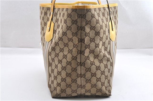 Authentic GUCCI Jolie Sherry Line Tote Bag GG Canvas Enamel 211970 Brown 6687F