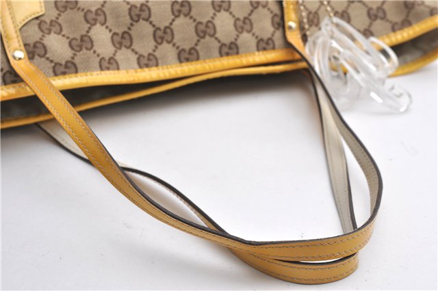 Authentic GUCCI Jolie Sherry Line Tote Bag GG Canvas Enamel 211970 Brown 6687F