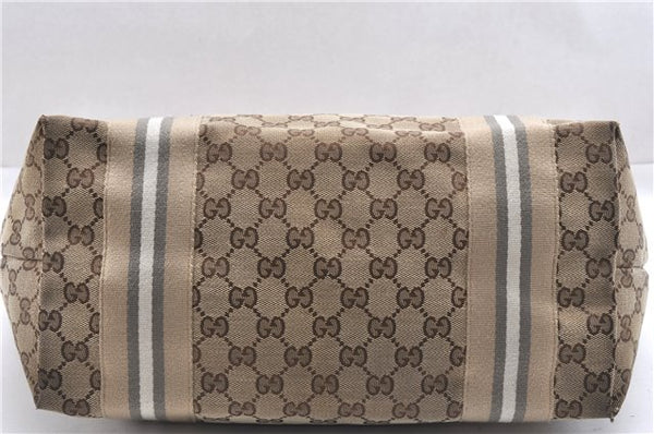 Authentic GUCCI Jolie Sherry Line Tote Bag GG Canvas Enamel 211970 Brown 6687F