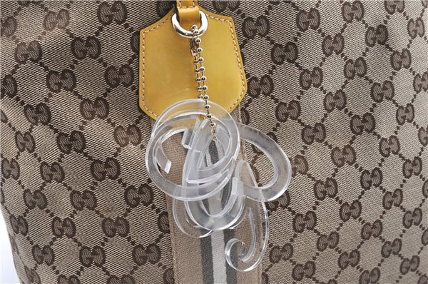 Authentic GUCCI Jolie Sherry Line Tote Bag GG Canvas Enamel 211970 Brown 6687F