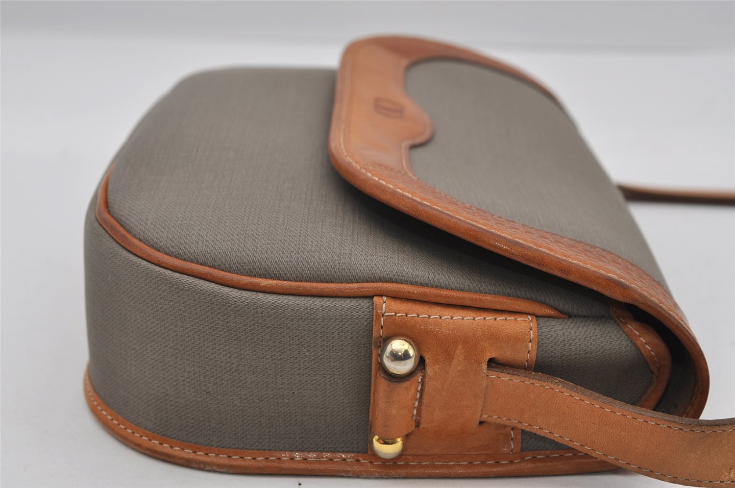 Authentic Christian Dior Shoulder Cross Body Bag Purse PVC Leather Gray 6687I