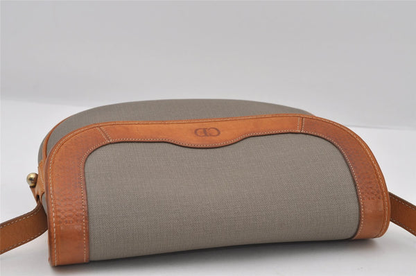 Authentic Christian Dior Shoulder Cross Body Bag Purse PVC Leather Gray 6687I