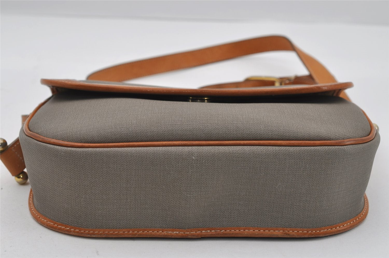 Authentic Christian Dior Shoulder Cross Body Bag Purse PVC Leather Gray 6687I