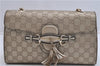 Authentic GUCCI Guccissima Horsebit Chain Shoulder Bag Leather 295402 Gold 6688F