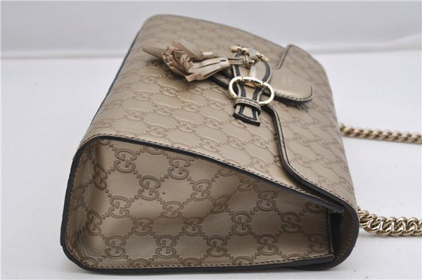 Authentic GUCCI Guccissima Horsebit Chain Shoulder Bag Leather 295402 Gold 6688F