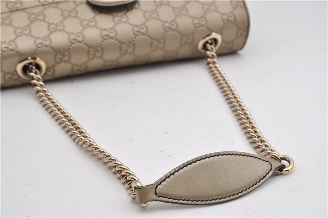 Authentic GUCCI Guccissima Horsebit Chain Shoulder Bag Leather 295402 Gold 6688F