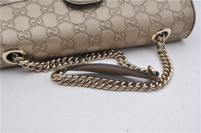 Authentic GUCCI Guccissima Horsebit Chain Shoulder Bag Leather 295402 Gold 6688F