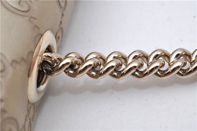 Authentic GUCCI Guccissima Horsebit Chain Shoulder Bag Leather 295402 Gold 6688F