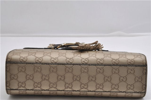 Authentic GUCCI Guccissima Horsebit Chain Shoulder Bag Leather 295402 Gold 6688F