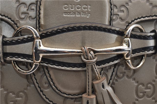 Authentic GUCCI Guccissima Horsebit Chain Shoulder Bag Leather 295402 Gold 6688F