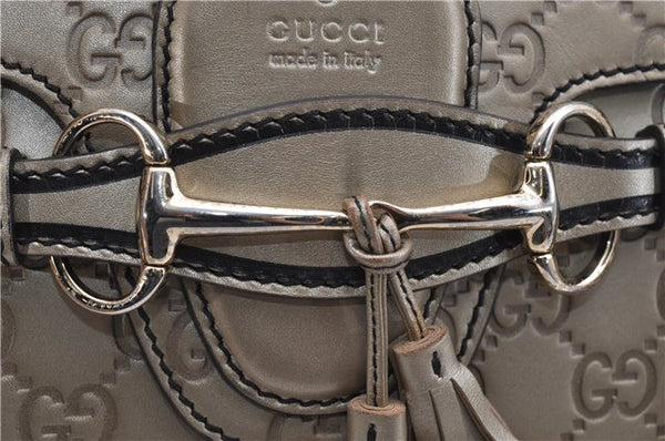 Authentic GUCCI Guccissima Horsebit Chain Shoulder Bag Leather 295402 Gold 6688F