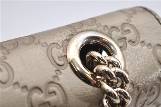 Authentic GUCCI Guccissima Horsebit Chain Shoulder Bag Leather 295402 Gold 6688F