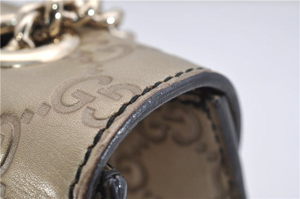 Authentic GUCCI Guccissima Horsebit Chain Shoulder Bag Leather 295402 Gold 6688F