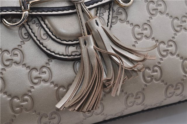 Authentic GUCCI Guccissima Horsebit Chain Shoulder Bag Leather 295402 Gold 6688F