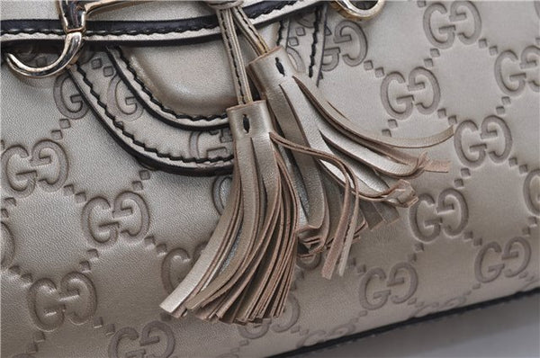 Authentic GUCCI Guccissima Horsebit Chain Shoulder Bag Leather 295402 Gold 6688F