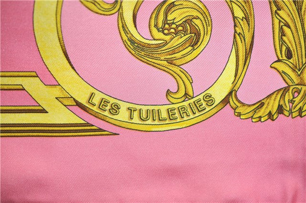 Authentic HERMES Carre 90 Scarf "LES TUILERIES " Silk Pink 6690E