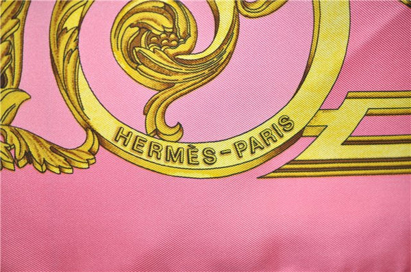 Authentic HERMES Carre 90 Scarf "LES TUILERIES " Silk Pink 6690E