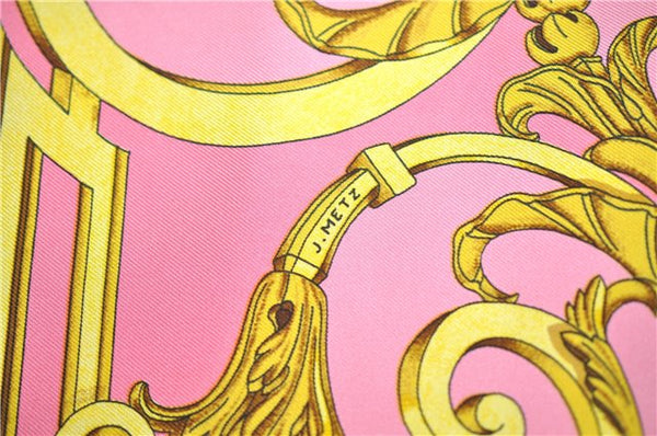 Authentic HERMES Carre 90 Scarf "LES TUILERIES " Silk Pink 6690E