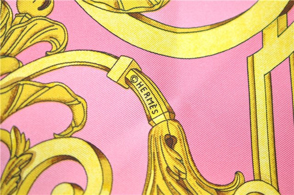 Authentic HERMES Carre 90 Scarf "LES TUILERIES " Silk Pink 6690E