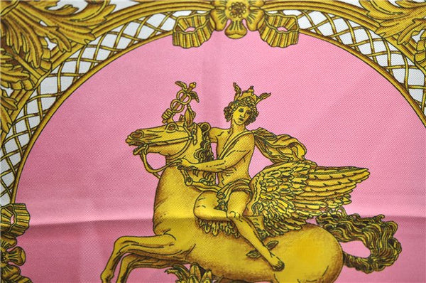 Authentic HERMES Carre 90 Scarf "LES TUILERIES " Silk Pink 6690E