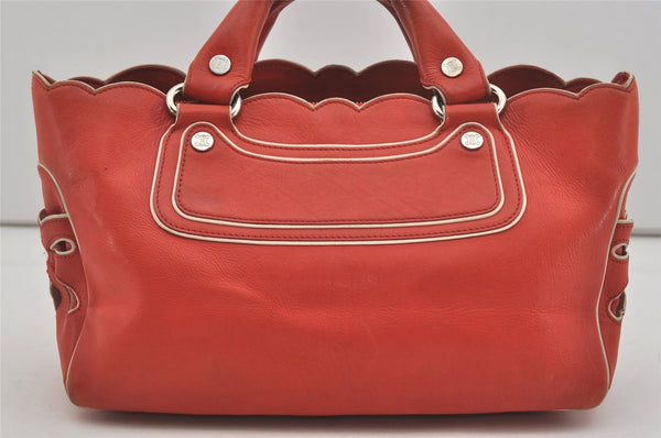 Authentic CELINE Boogie Bag Vintage Hand Bag Purse Leather Red 6690I