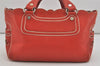 Authentic CELINE Boogie Bag Vintage Hand Bag Purse Leather Red 6690I