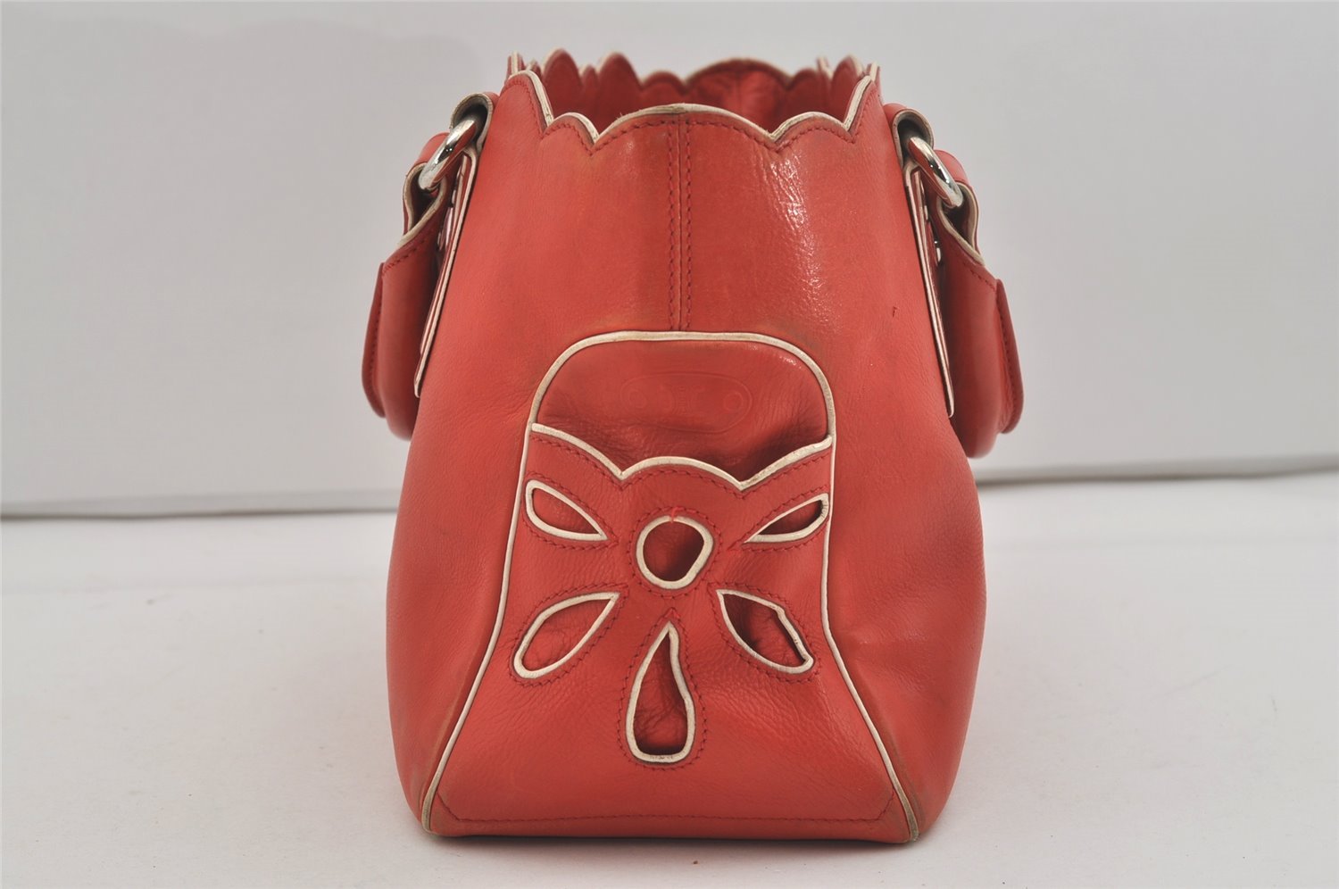 Authentic CELINE Boogie Bag Vintage Hand Bag Purse Leather Red 6690I