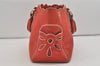 Authentic CELINE Boogie Bag Vintage Hand Bag Purse Leather Red 6690I