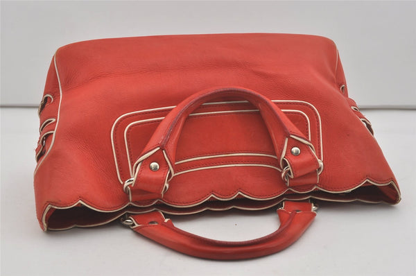 Authentic CELINE Boogie Bag Vintage Hand Bag Purse Leather Red 6690I