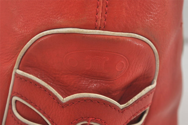 Authentic CELINE Boogie Bag Vintage Hand Bag Purse Leather Red 6690I