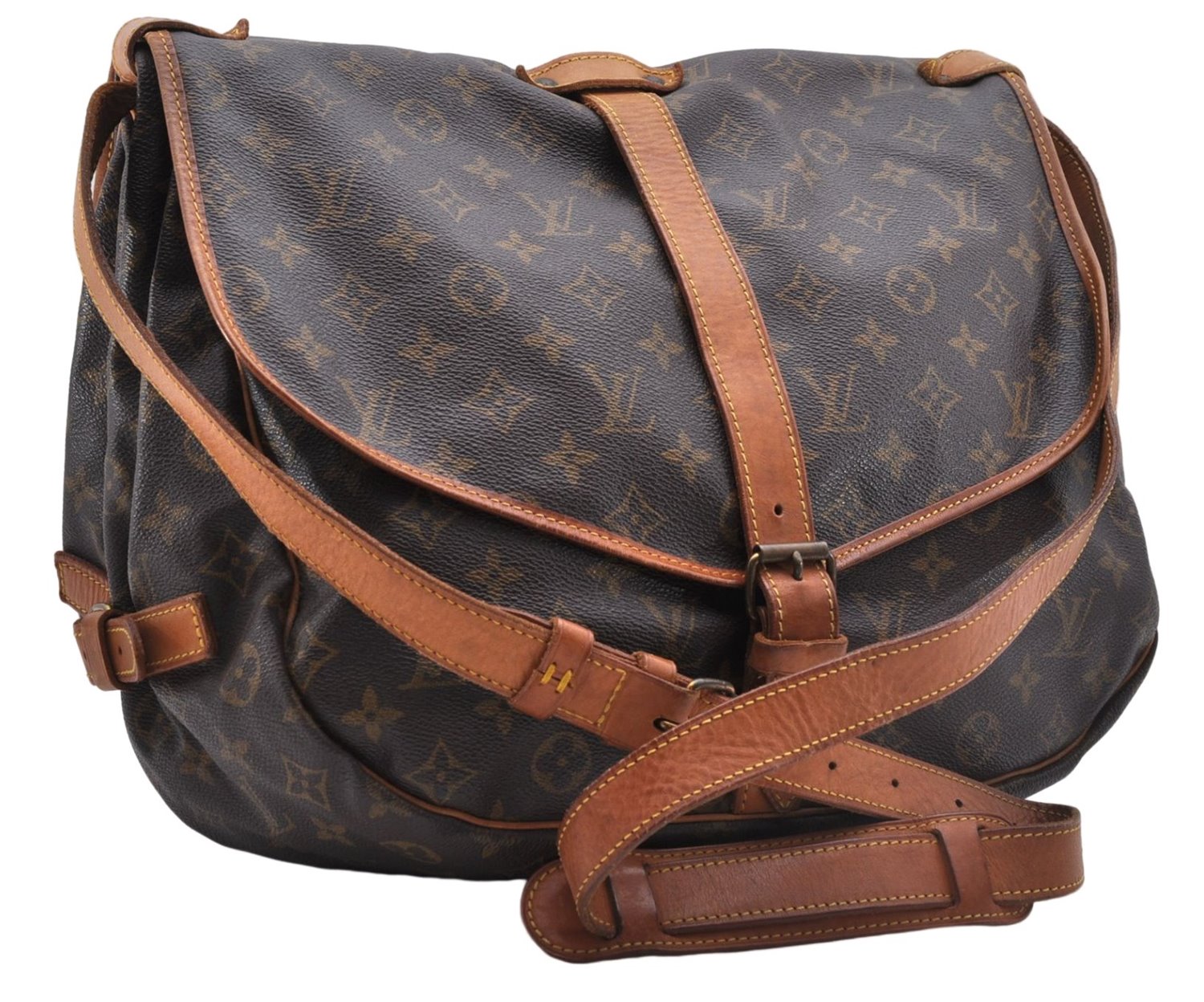 Auth Louis Vuitton Monogram Saumur 35 Shoulder Cross Body Bag M42254 LV 6691D