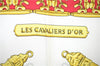 Authentic HERMES Carre 90 Scarf "LES CAVALIERS D'OR " Silk Pink Box 6691E
